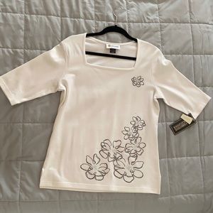 NWT Christine Alexander 3/4 Sleeve White Tee